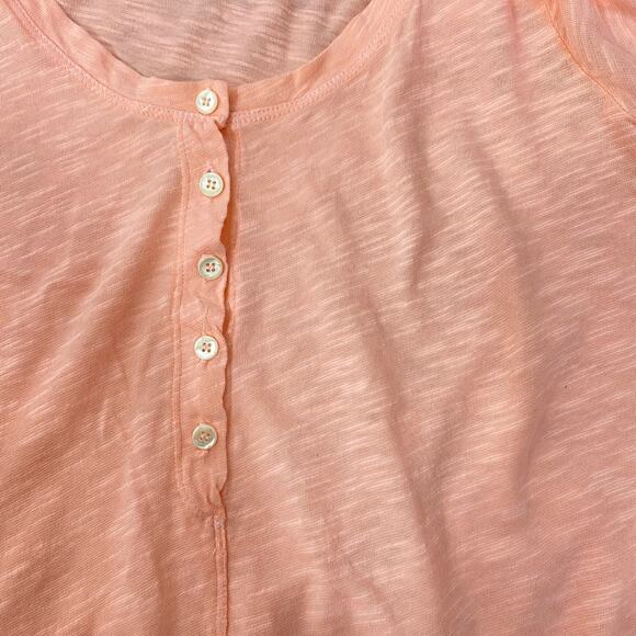 Left of Center Henley Top Anthropologie Button Scoopneck Tunic Pink Womens XS - Picture 7 of 10